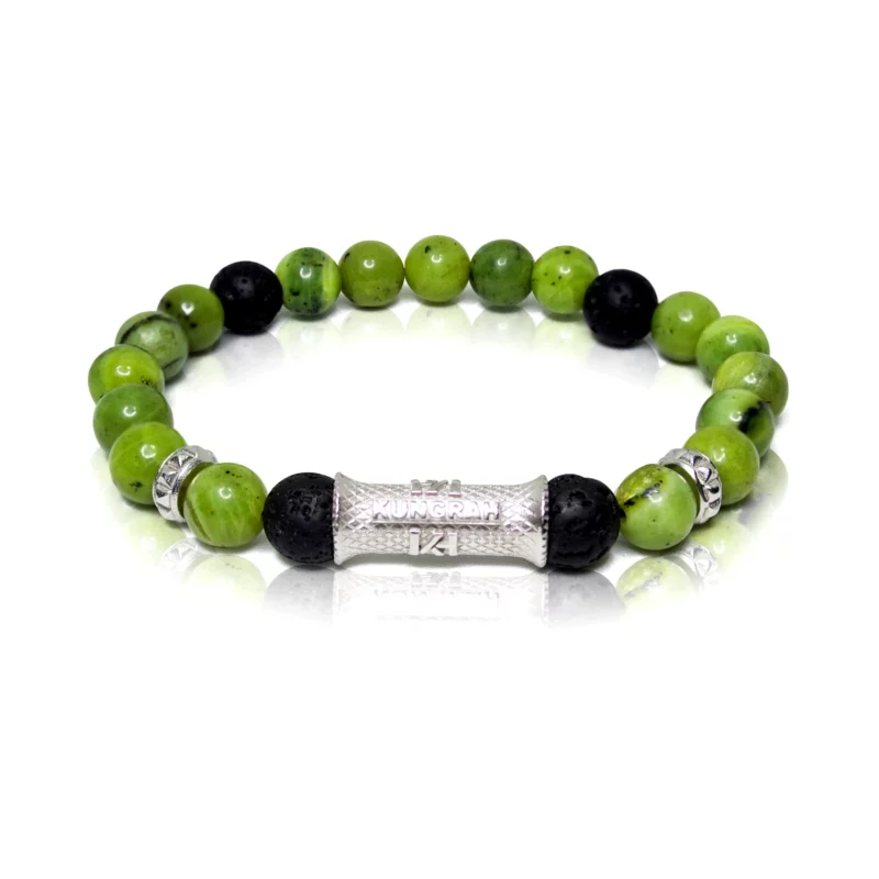 GREENDRAGON armband van Canada Jade met Lava, handgemaakt door Kungrah